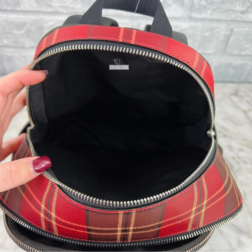 Coach Court Backpack With Tartan Plaid Print - Picture 12 of 16